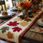 Red and Orange Maple Leaves Table Runner