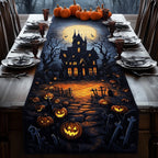 Haunted House Above the Graveyard Table Runner