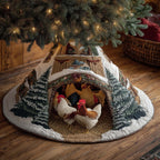 Chickens in the Snowy Cave Christmas Tree Skirt
