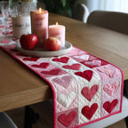 Pink and Red Patchwork Hearts Table Runner