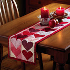 Red Hearts on Pink Patchwork Table Runner