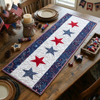 Stars on Red White and Blue Stripes Table Runner