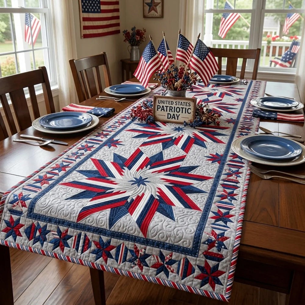 Patriotic Starburst Medallion Table Runner