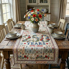 Years 1776 to 2026 Floral Bouquet Table Runner