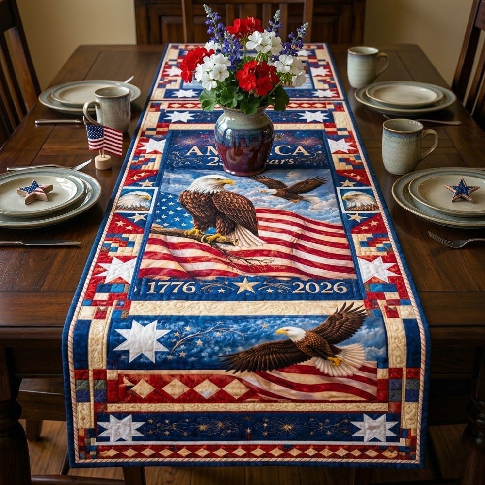 Eagle with Stars and 1776 to 2026 Table Runner