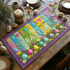 Happy Easter Eggs on Green Meadow Table Runner