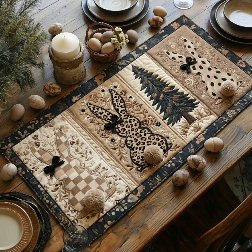 Leopard Print Bunny and Carrot Table Runner