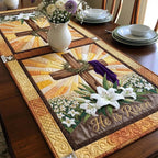 Golden Cross with Purple Sash Table Runner