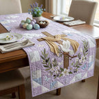 Cross with White Sash on Lilac Table Runner