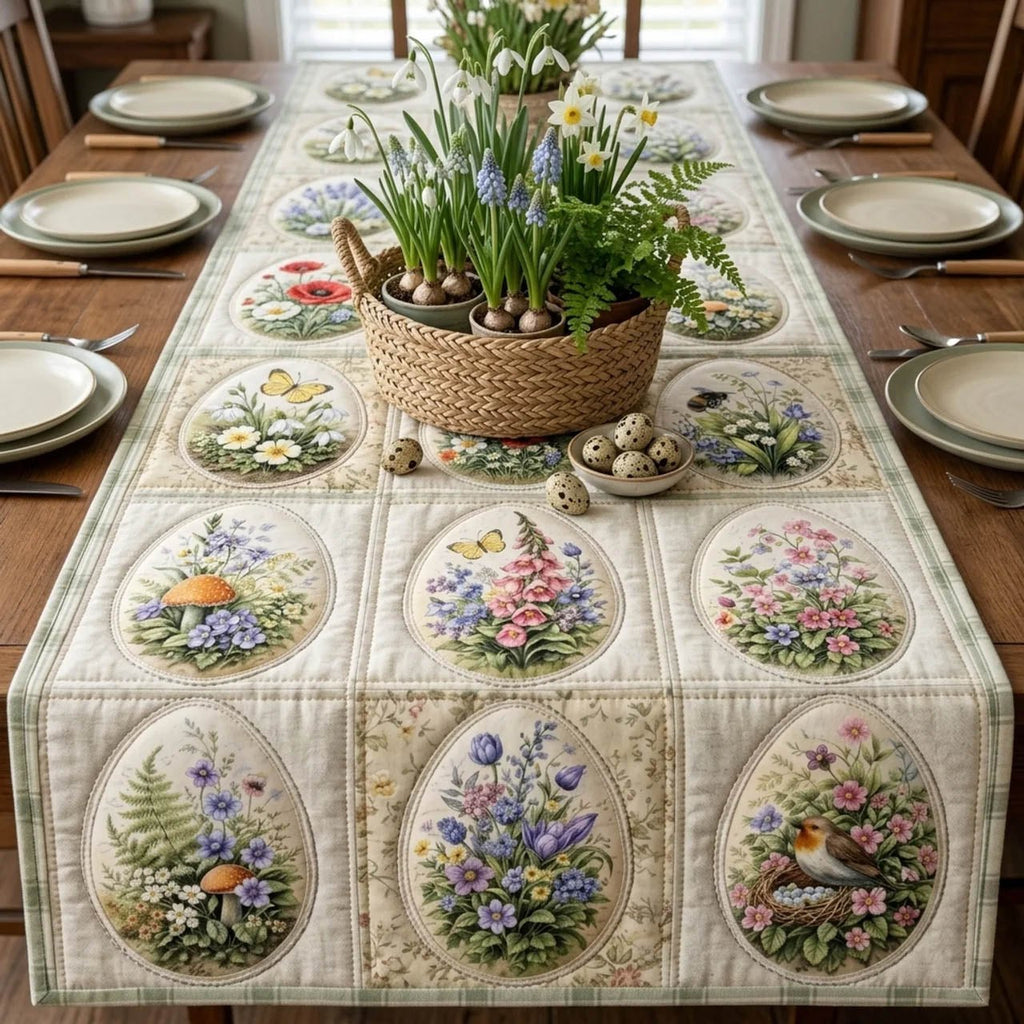 Floral Easter Egg Blocks Table Runner