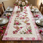Hummingbirds Among Pink Blossoms Table Runner