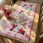 Hummingbird with Pink Roses Table Runner