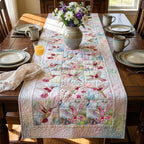 Pale Hummingbirds with Pink Flowers Table Runner
