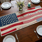 American Flag on Cream Table Runner