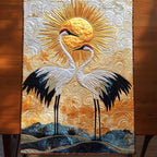 Cranes with Spread Wings on Gold Table Runner
