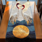 Three Cranes Over the Golden Sun Table Runner