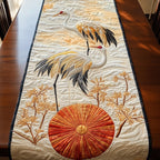 Crane with Red Sun and Branches Table Runner