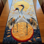 Crane and Orange Sun on Navy Table Runner