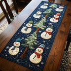 Snowmen Beside Pine Trees Table Runner