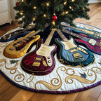 Guitars in Burgundy and Blue Christmas Tree Skirt