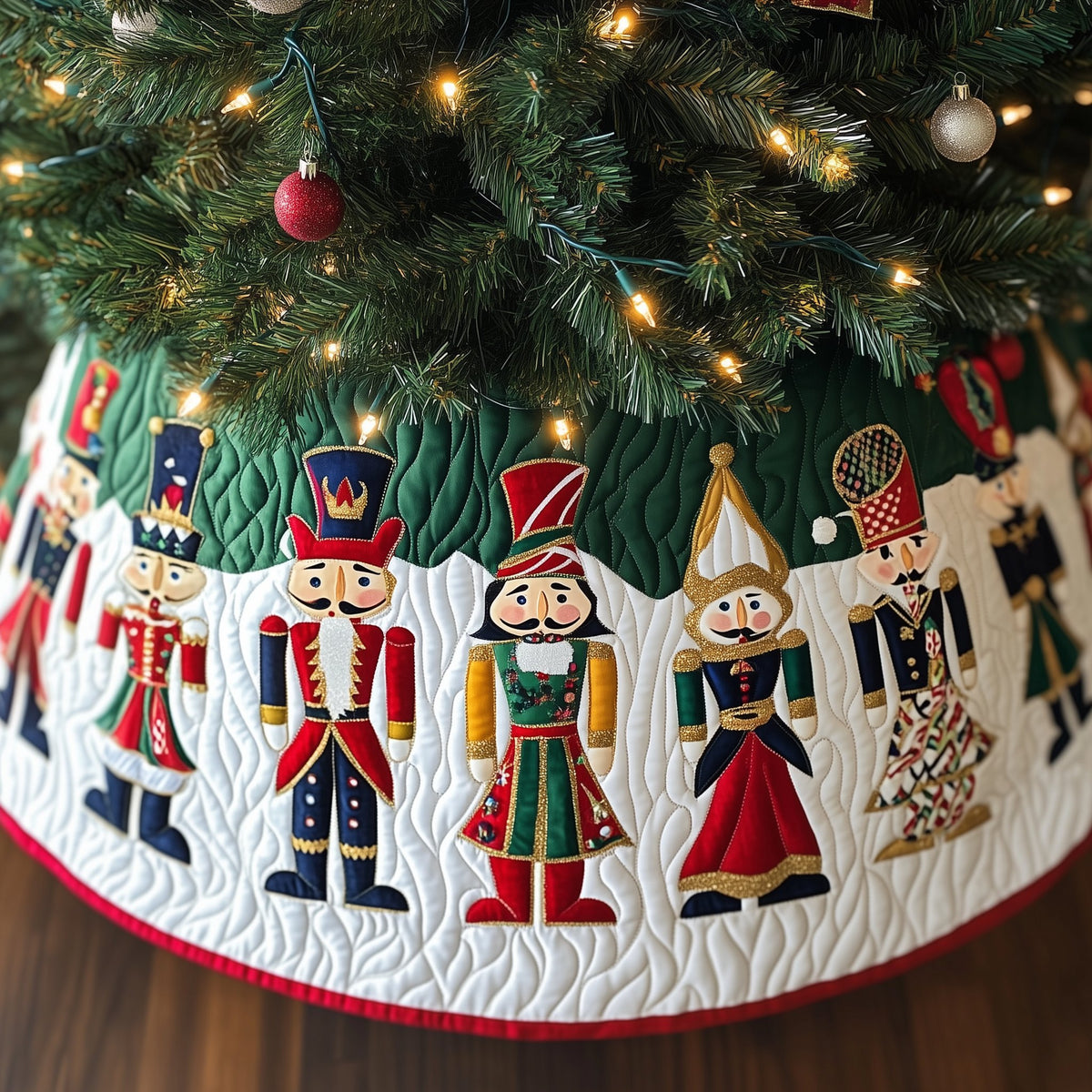 Nutcracker Row on the Green Band Christmas Tree Skirt