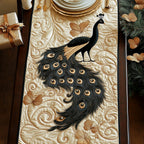 Dark Peacock with Feather Fan Table Runner