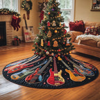 Guitars Radiating on Black Christmas Tree Skirt
