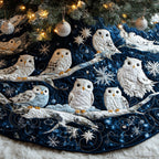 Snowy Owls on the Winter Night Christmas Tree Skirt