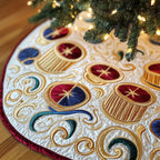 Toy Drums on the Gold Swirl Christmas Tree Skirt