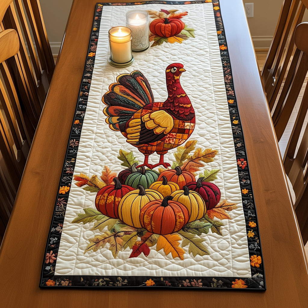 Turkey Standing on Pumpkins Table Runner