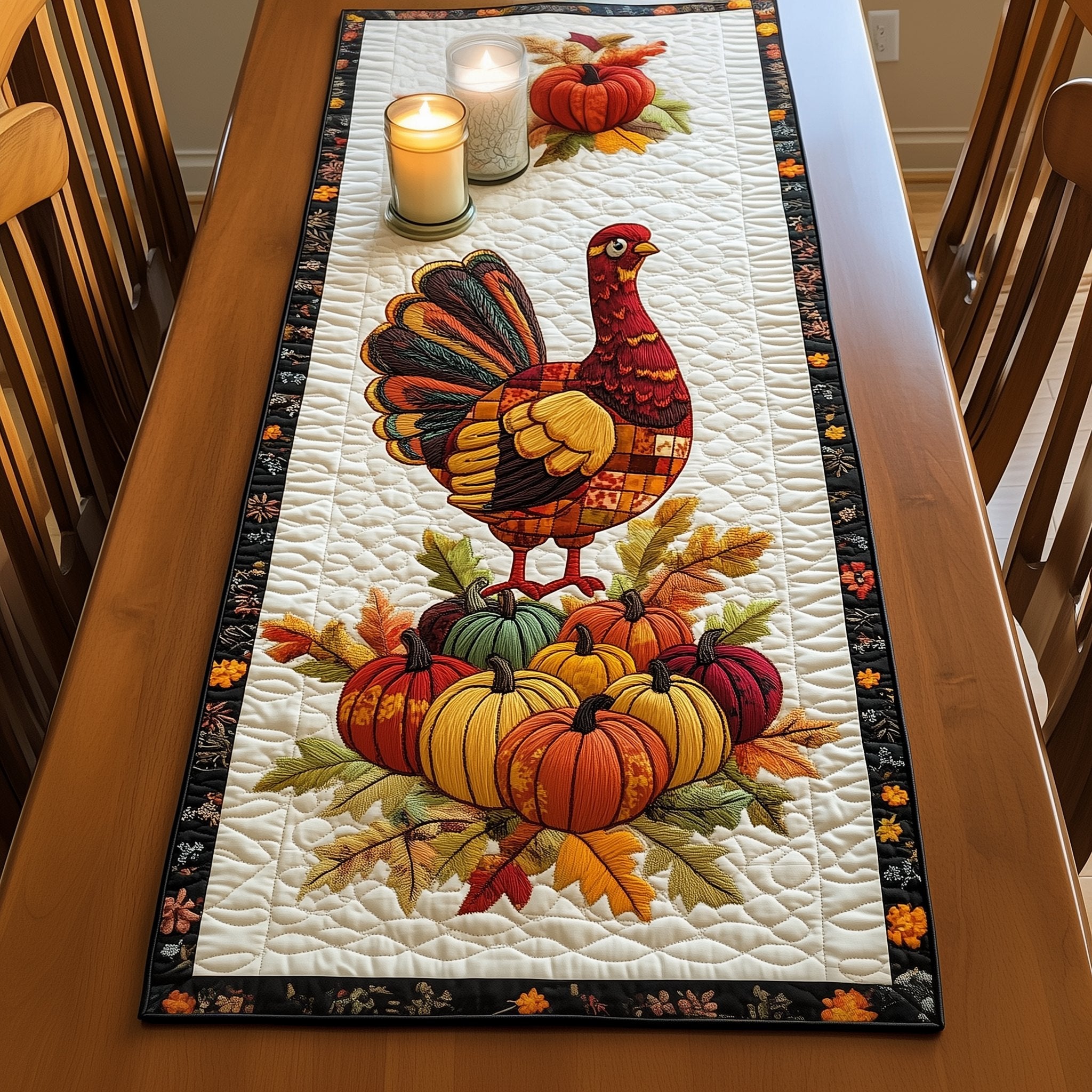 Turkey Standing on Pumpkins Table Runner