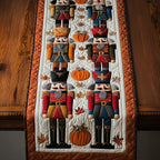 Nutcrackers with Autumn Pumpkins Table Runner
