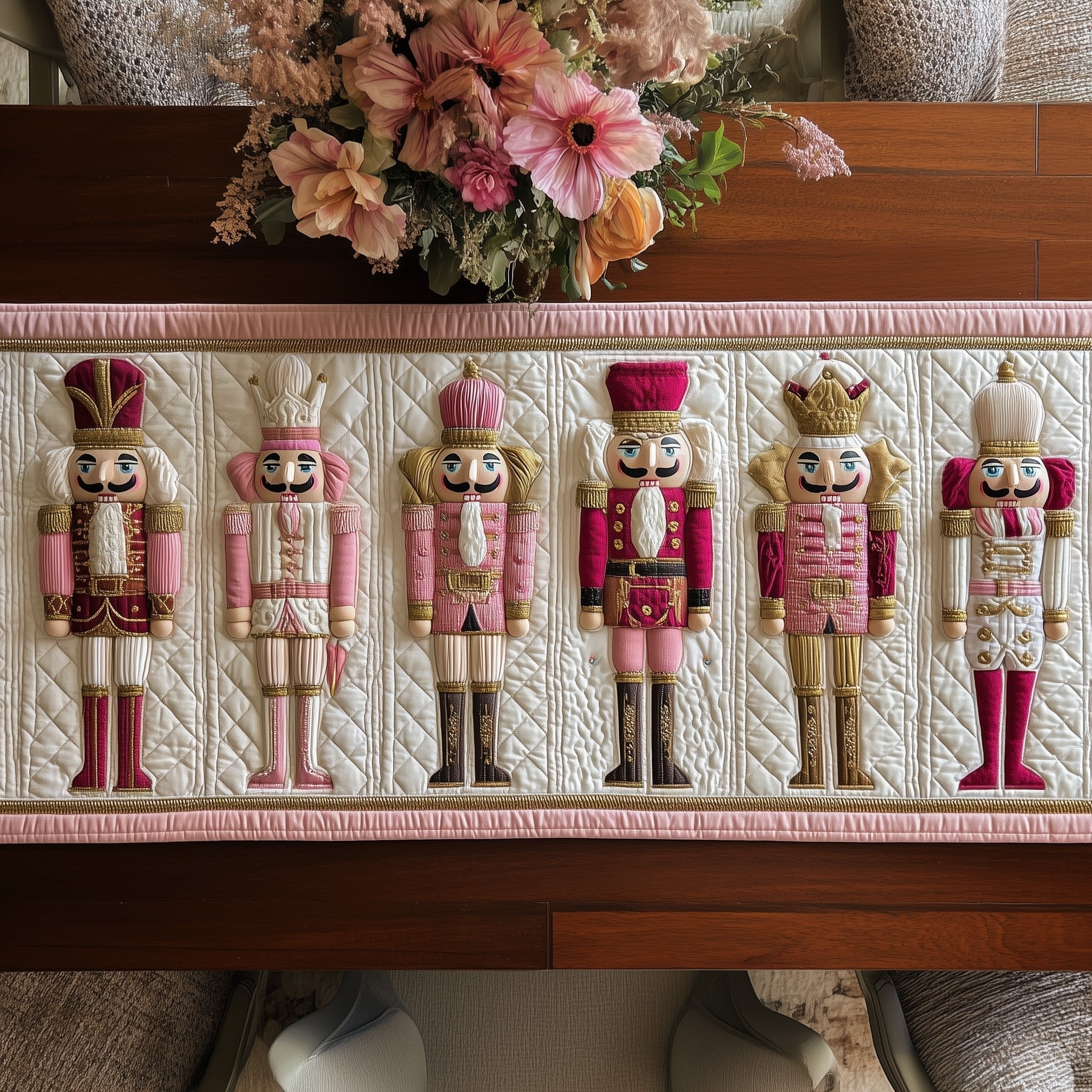 Pale Pink Nutcracker Row Table Runner