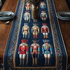 Nutcrackers on Blue Quilting Table Runner
