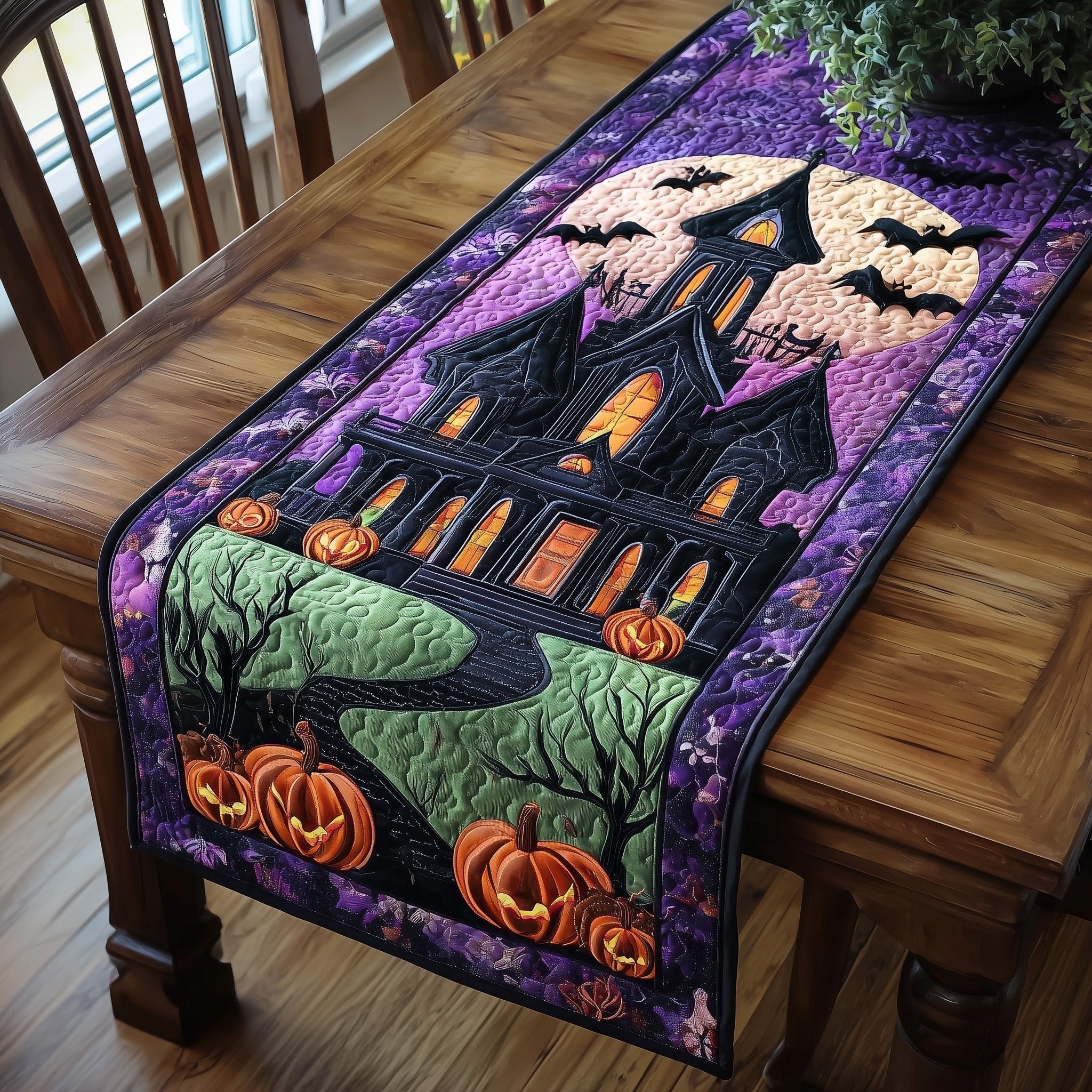 Haunted House on a Green Hill Table Runner
