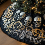 Skulls with Silver Scrollwork Christmas Tree Skirt