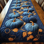 Blue Pumpkins with Golden Vines Table Runner