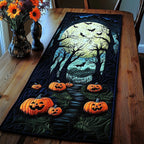 Pumpkins in a Bat Filled Forest Table Runner