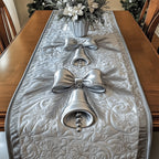 Silver Bells with Ribbon Bow Table Runner