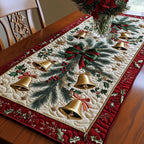 Gold Bells with Pine and Berries Table Runner