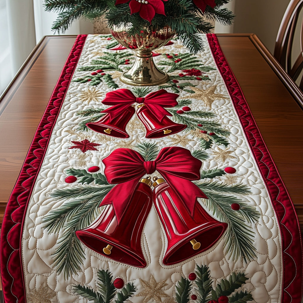 Red Bells with Pine Sprigs Table Runner