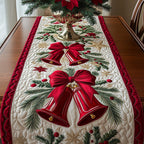 Red Bells with Pine Sprigs Table Runner