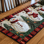 Snowman with Red Plaid Border Table Runner