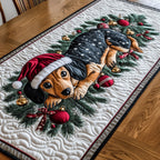 Dachshunds in Santa Hats Table Runner