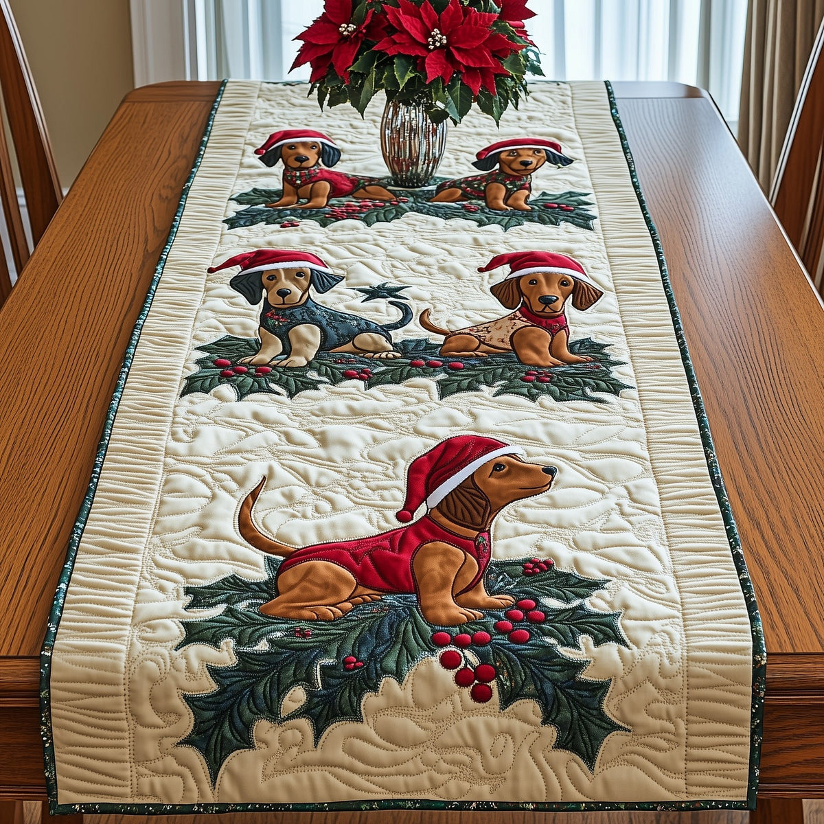 Dachshund in a Red Coat Table Runner