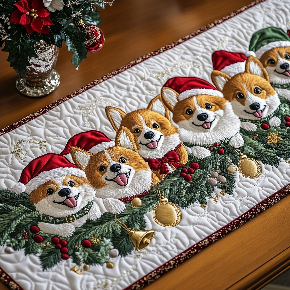 Jolly Corgi Table Runner
