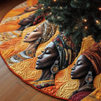 Women Profiles with Beaded Jewelry Christmas Tree Skirt