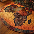 Africa Map with Woman Profile Christmas Tree Skirt