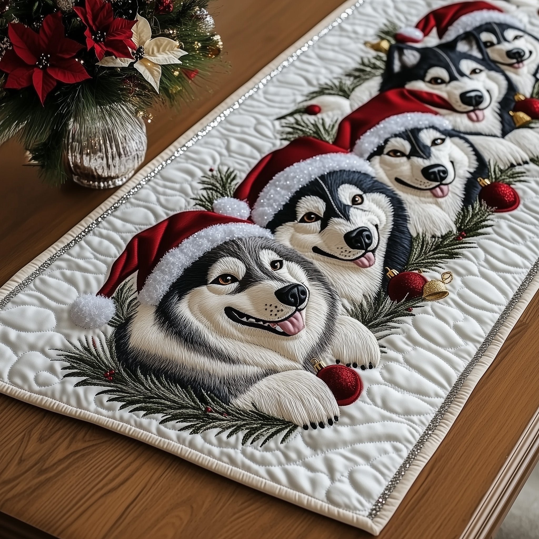 Jolly Husky Table Runner