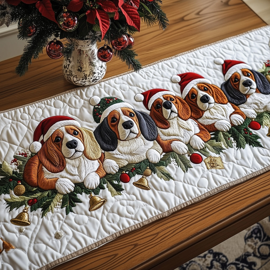 Jolly Basset Hound Table Runner